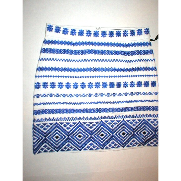 New $119 Womens Sam Edelman 2 Skirt Blue White Beads Tulum Embroidered NWT Desig - Picture 2 of 7